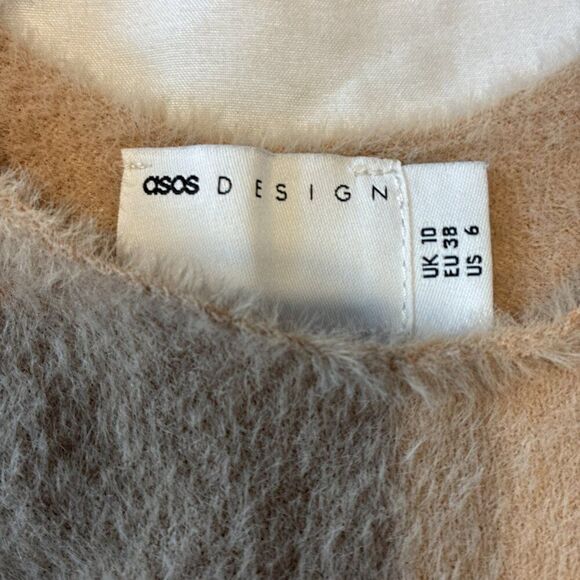 asos design beige Tan fuzzy crop tank top Nylon 6 Small - Picture 3 of 4